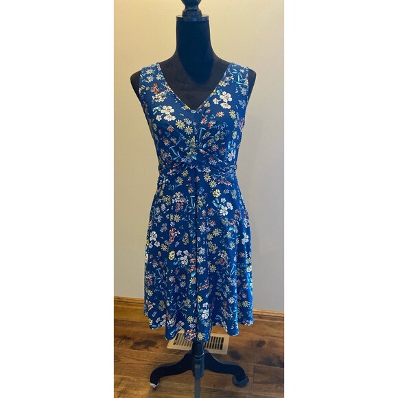 Candies Summer Dress Size  Small Navy Blue Mini Wrap Style V Neck & Back Flare - Picture 4 of 10